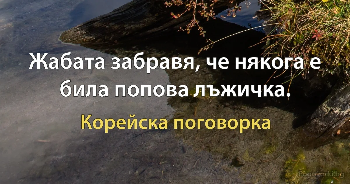 Жабата забравя, че някога е била попова лъжичка. (Корейска поговорка)