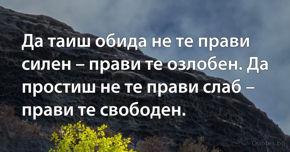 Да таиш обида не те прави силен – прави те озлобен. Да простиш не те прави слаб – прави те свободен. (INZ BG)