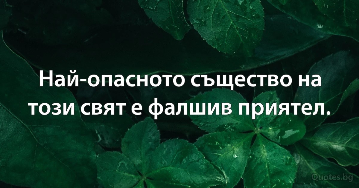 Най-опасното същество на този свят е фалшив приятел. (INZ BG)