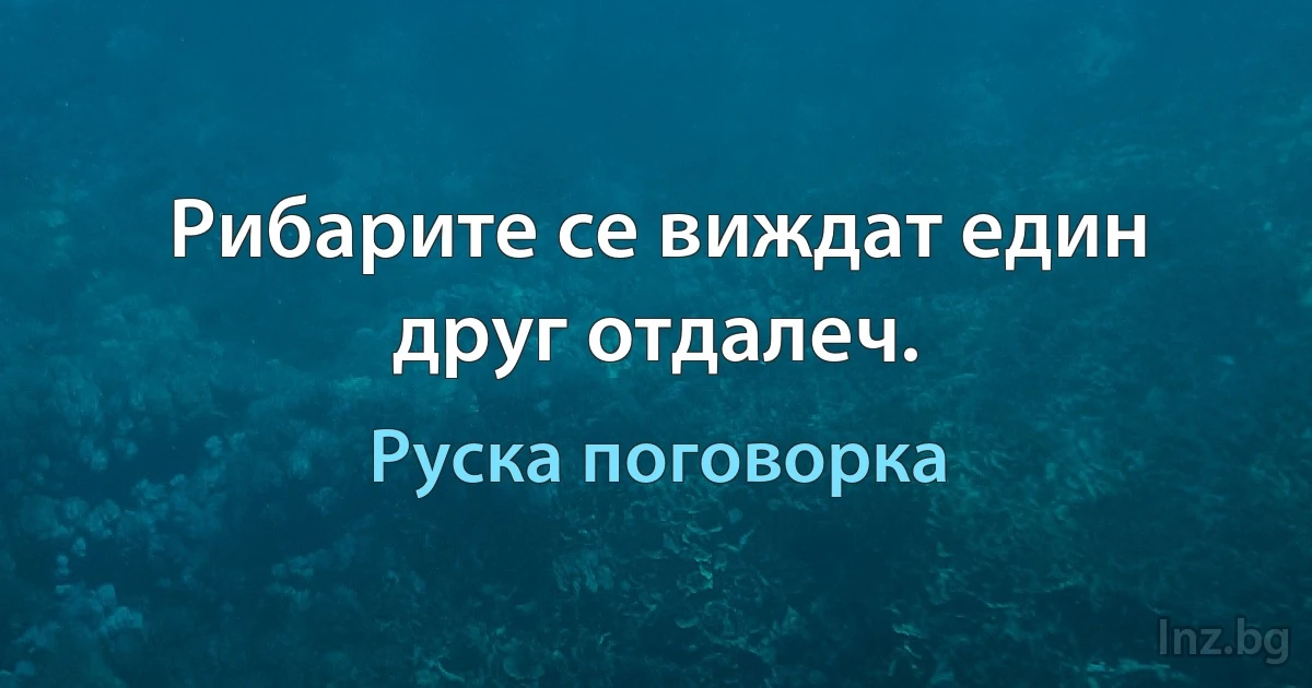 Рибарите се виждат един друг отдалеч. (Руска поговорка)