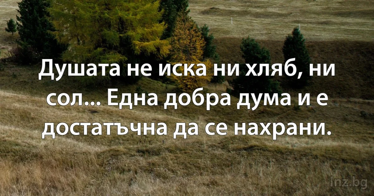 Душата не иска ни хляб, ни сол... Една добра дума и е достатъчна да се нахрани. ()