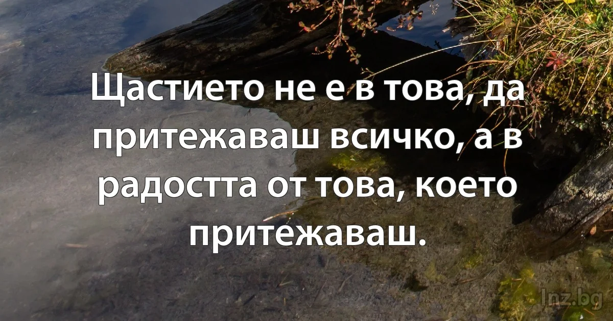 Щастието не е в това, да притежаваш всичко, а в радостта от това, което притежаваш. (INZ BG)