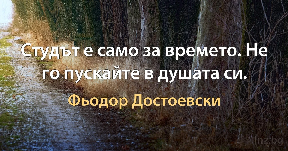 Студът е само за времето. Не го пускайте в душата си. (Фьодор Достоевски)