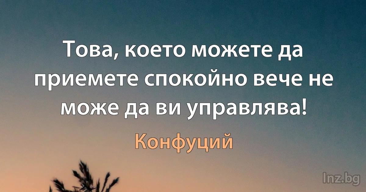 Това, което можете да приемете спокойно вече не може да ви управлява! (Конфуций)