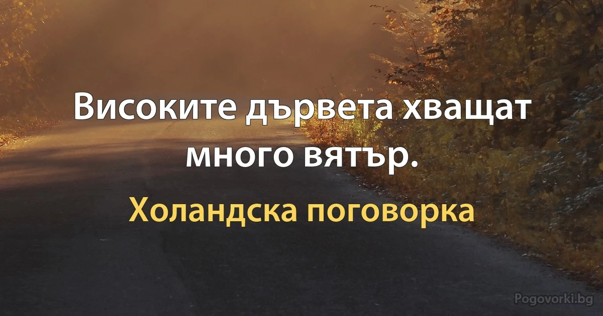 Високите дървета хващат много вятър. (Холандска поговорка)