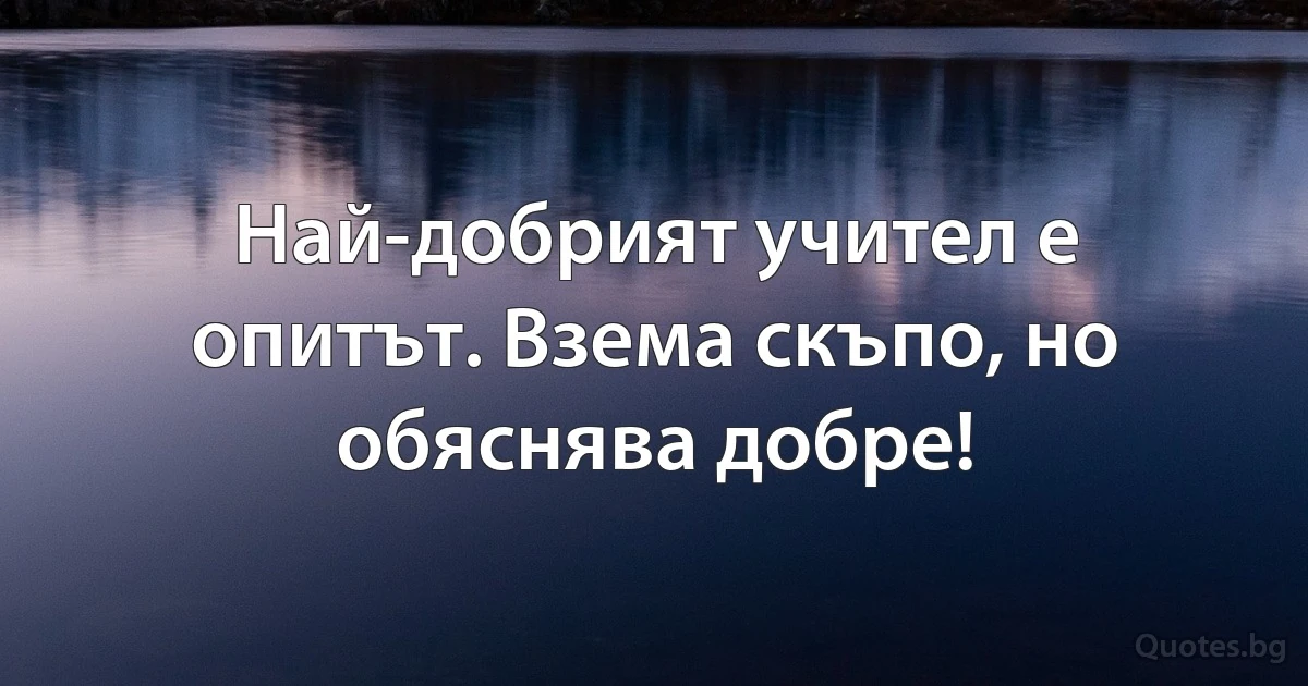 Най-добрият учител е опитът. Взема скъпо, но обяснява добре! (INZ BG)