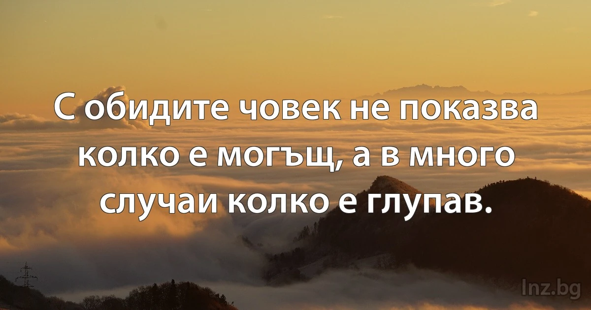 С обидите човек не показва колко е могъщ, а в много случаи колко е глупав. (INZ BG)