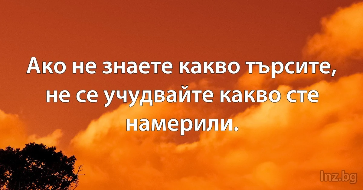 Ако не знаете какво търсите, не се учудвайте какво сте намерили. (INZ BG)