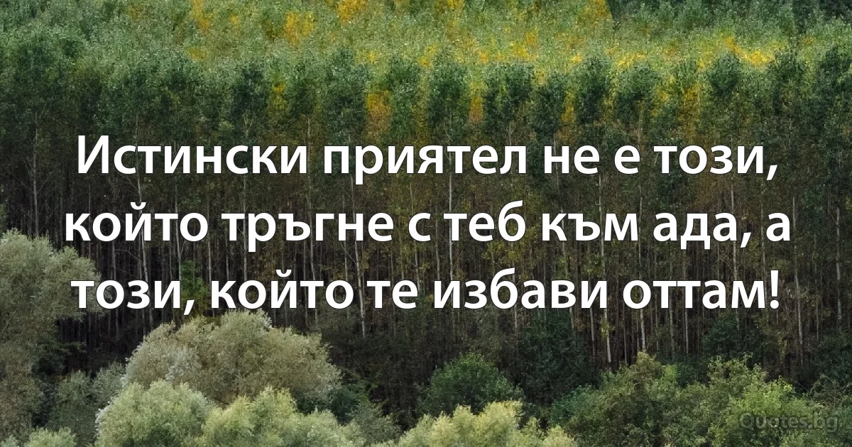 Истински приятел не е този, който тръгне с теб към ада, а този, който те избави оттам! (INZ BG)