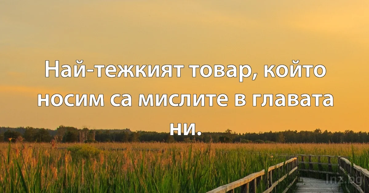 Най-тежкият товар, който носим са мислите в главата ни. (INZ BG)