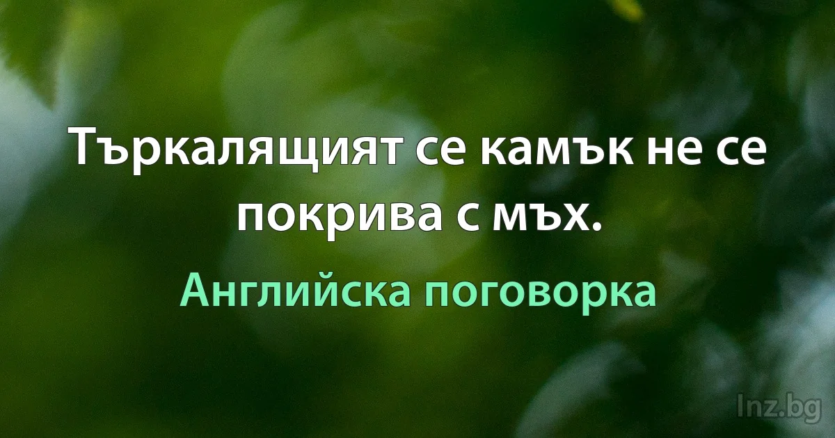 Търкалящият се камък не се покрива с мъх. (Английска поговорка)