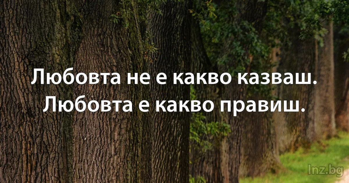 Любовта не е какво казваш. Любовта е какво правиш. ()