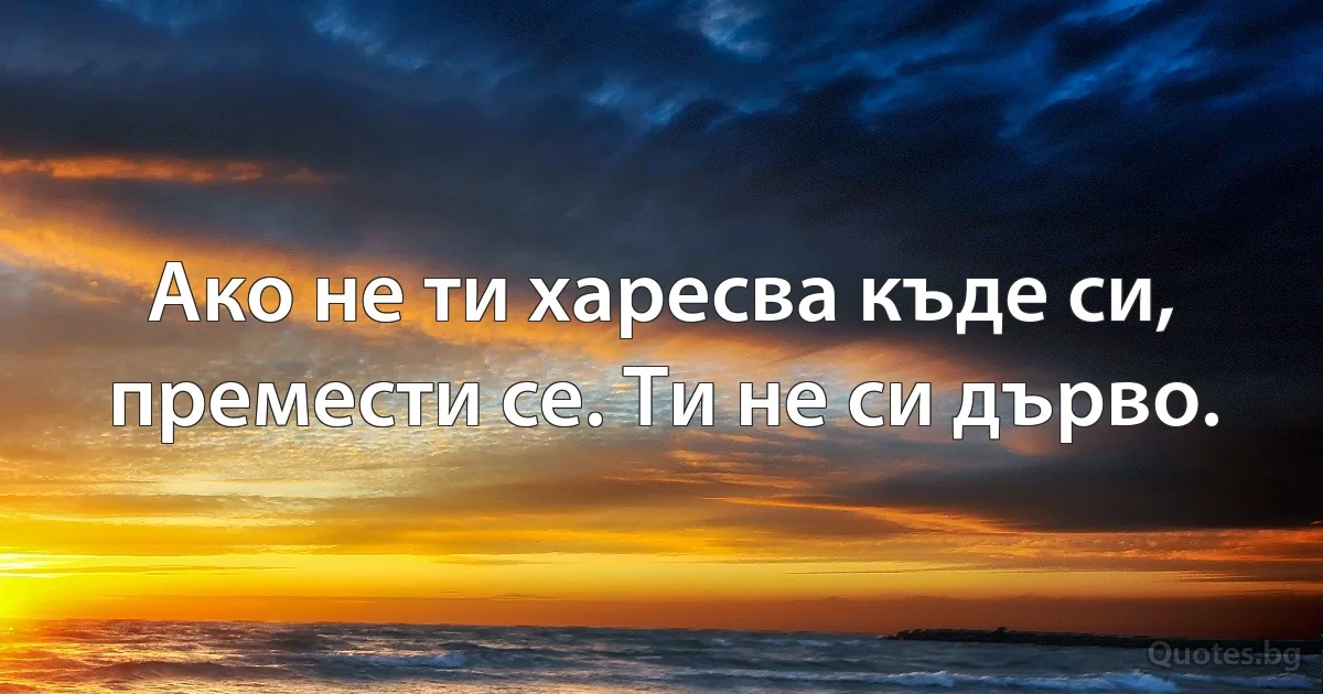 Ако не ти харесва къде си, премести се. Ти не си дърво. (INZ BG)