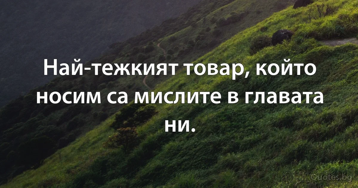 Най-тежкият товар, който носим са мислите в главата ни. (INZ BG)