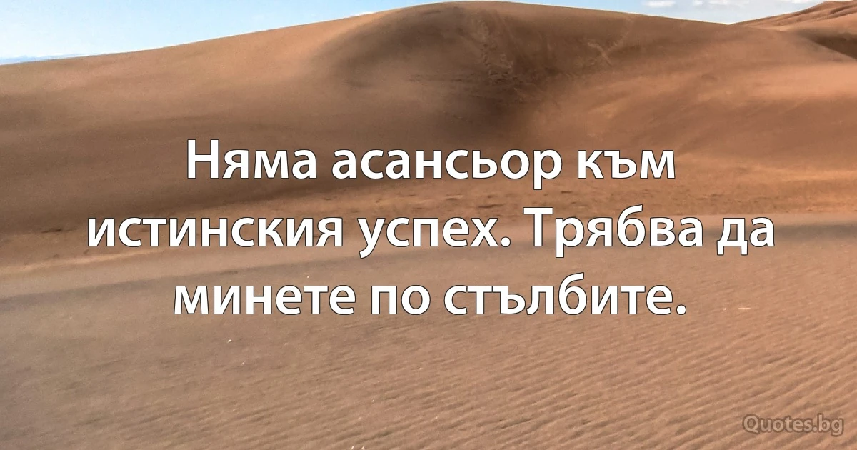 Няма асансьор към истинския успех. Трябва да минете по стълбите. (INZ BG)
