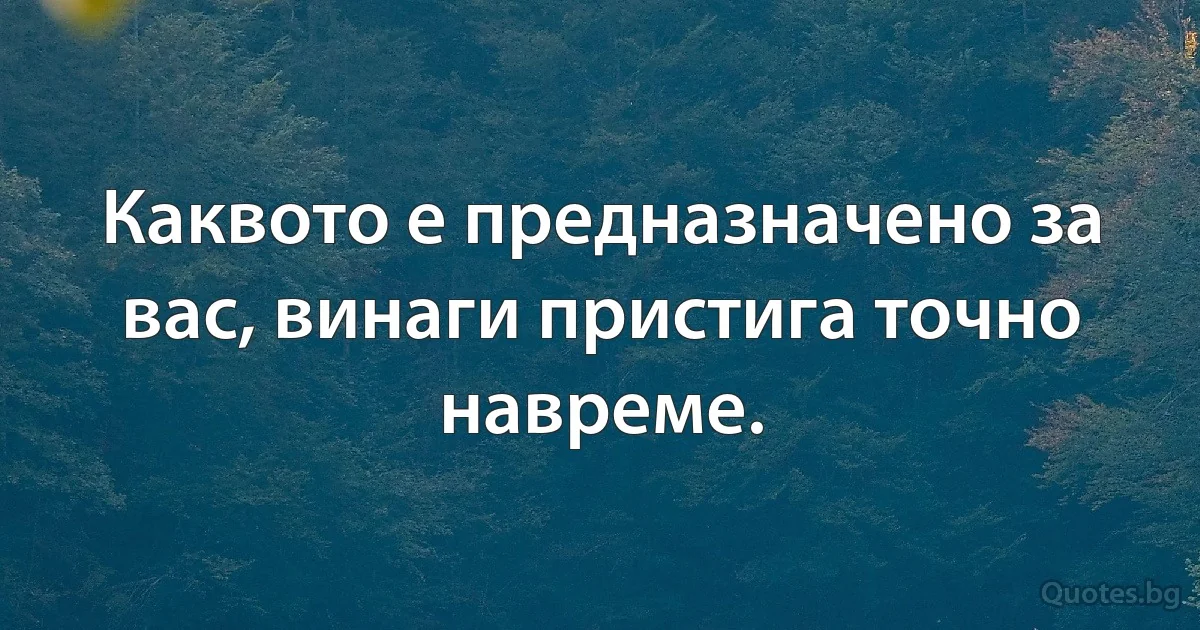 Каквото е предназначено за вас, винаги пристига точно навреме. (INZ BG)