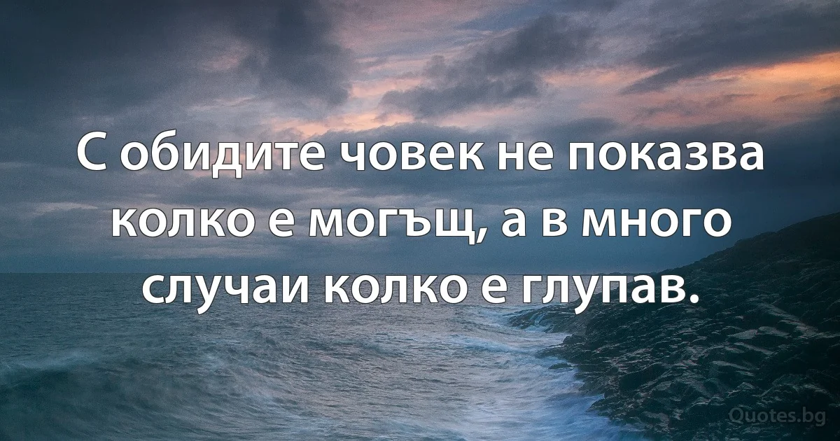 С обидите човек не показва колко е могъщ, а в много случаи колко е глупав. (INZ BG)
