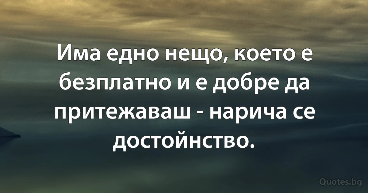 Има едно нещо, което е безплатно и е добре да притежаваш - нарича се достойнство. (INZ BG)