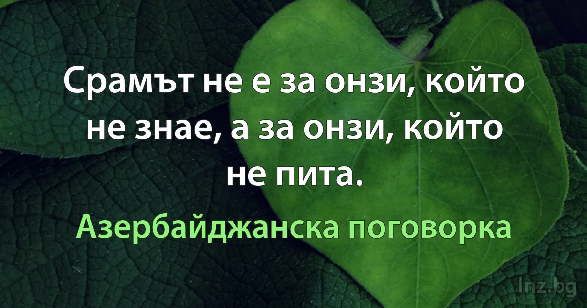 Срамът не е за онзи, който не знае, а за онзи, който не пита. (Азербайджанска поговорка)