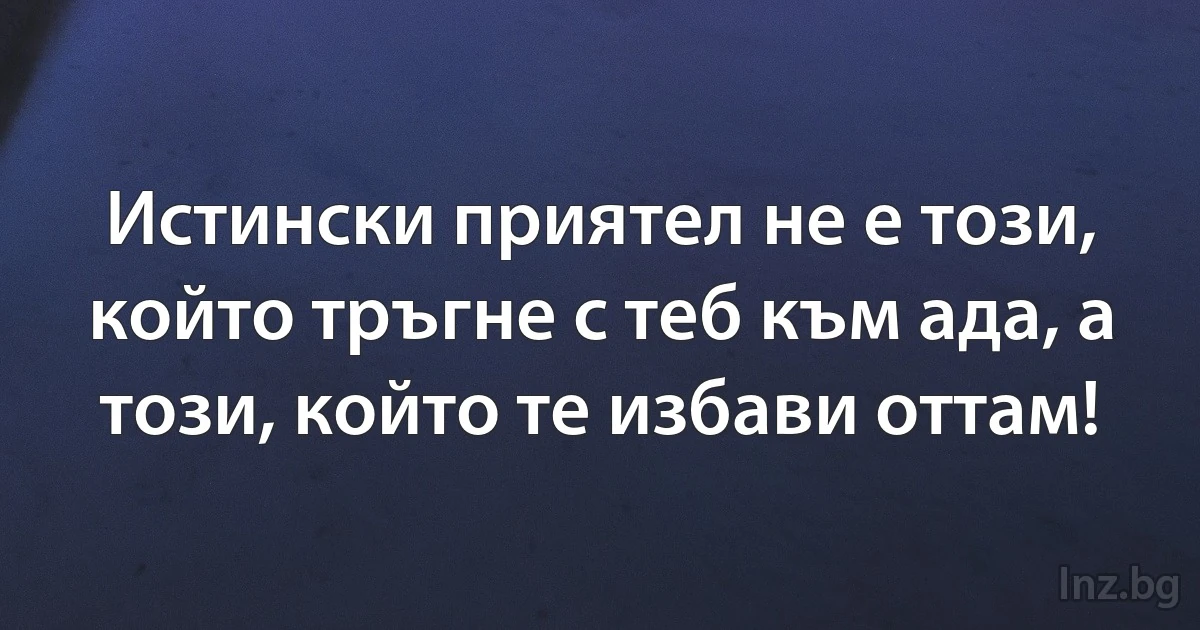 Истински приятел не е този, който тръгне с теб към ада, а този, който те избави оттам! (INZ BG)