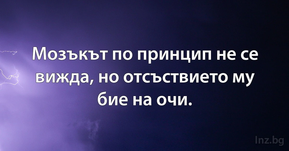 Мозъкът по принцип не се вижда, но отсъствието му бие на очи. (INZ BG)