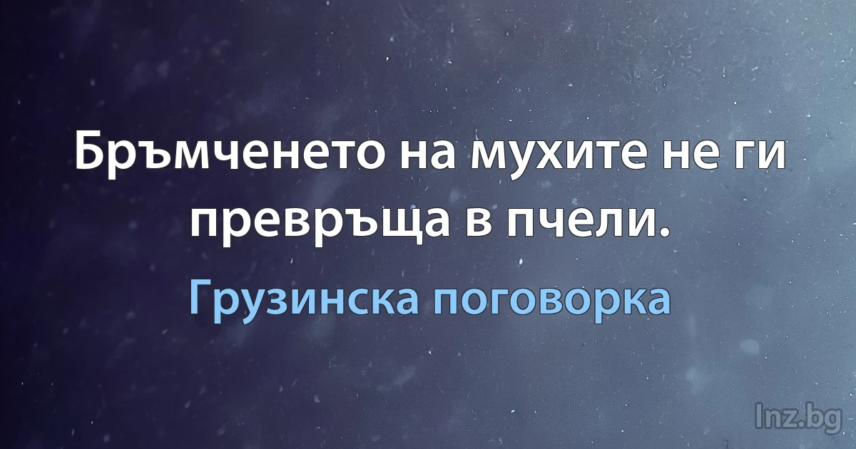 Бръмченето на мухите не ги превръща в пчели. (Грузинска поговорка)