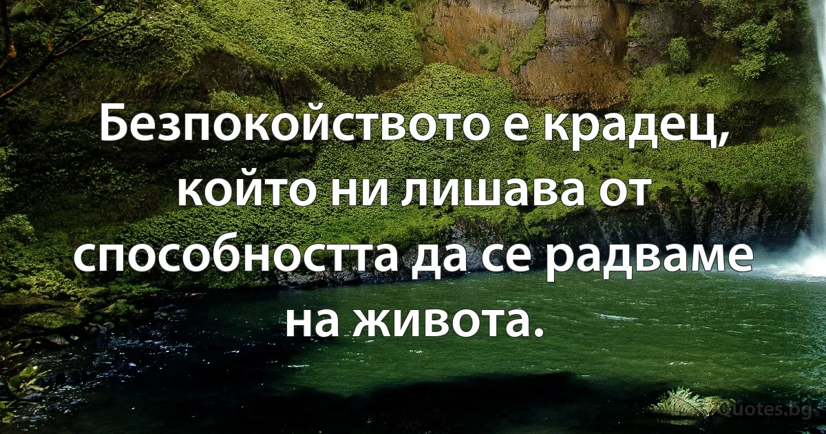 Безпокойството е крадец, който ни лишава от способността да се радваме на живота. (INZ BG)