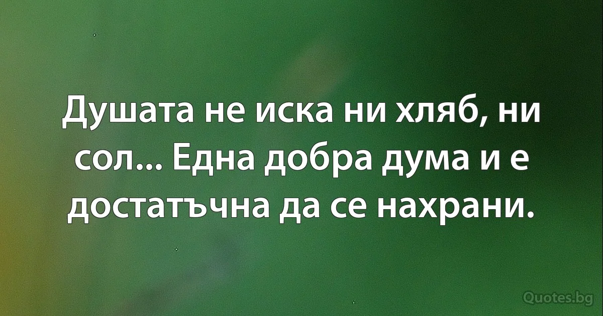 Душата не иска ни хляб, ни сол... Една добра дума и е достатъчна да се нахрани. (INZ BG)