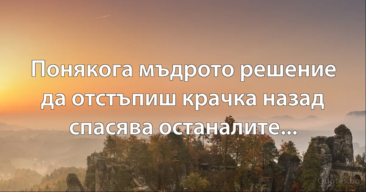 Понякога мъдрото решение да отстъпиш крачка назад спасява останалите... (INZ BG)