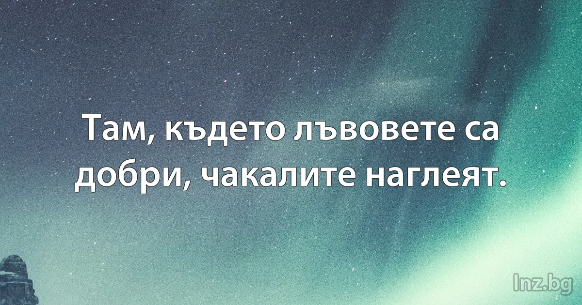 Там, където лъвовете са добри, чакалите наглеят. (INZ BG)