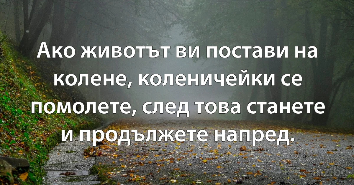 Ако животът ви постави на колене, коленичейки се помолете, след това станете и продължете напред. (INZ BG)